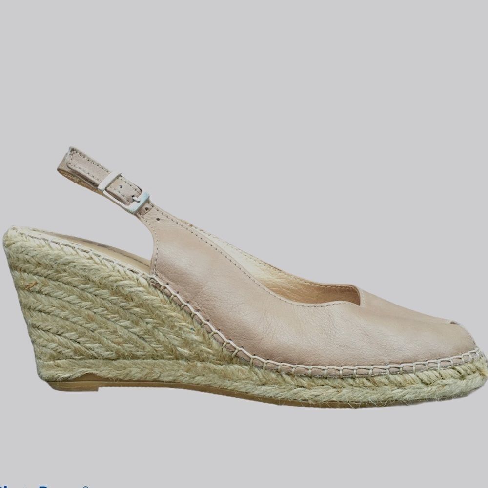 BROWNS Shoes Peep Toe Wedge Espadrilles Sling Back Sandals Size 40